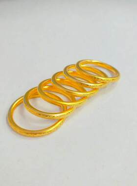 新工艺2mm百福素圈戒指黄金色男