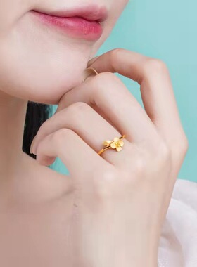 圣洁之花开口戒指小众设计黄铜镀