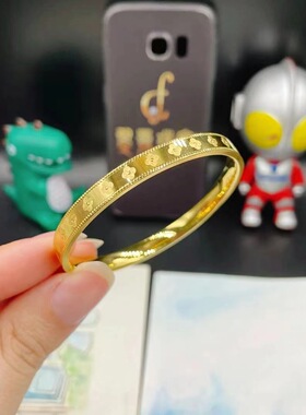 经典款四叶草手镯黄铜镀金闭口素