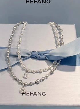 马思纯同款何方hefang气泡星云项链女轻奢高级感气泡方糖锁骨链