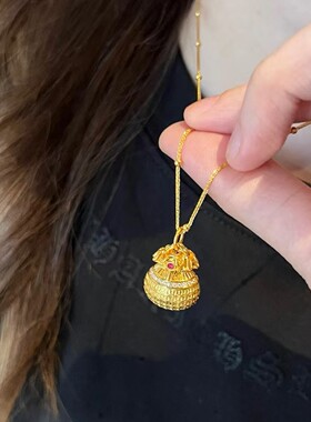 越南沙金点钻铜钱小福袋吊坠女款