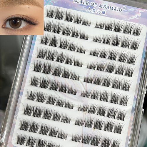 人鱼之鳞小烟熏假睫毛自然上镜眼尾加长款jennie同款白月光新娘妆