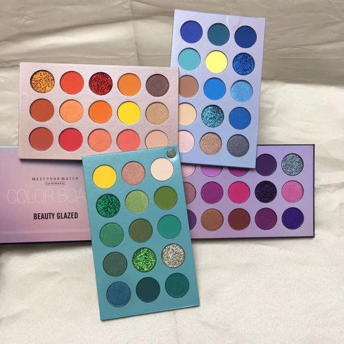 Beauty Glazed color board60色眼影盘 色板盘多色橙蓝绿紫 送刷