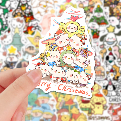 可爱圣诞喵贴纸Q版猫咪ins风手账自粘帖纸diy装饰平板手机壳贴画
