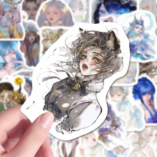 饰diy手机 216张少女手绘漫画精美氛围感清冷美少女高颜值背景图装