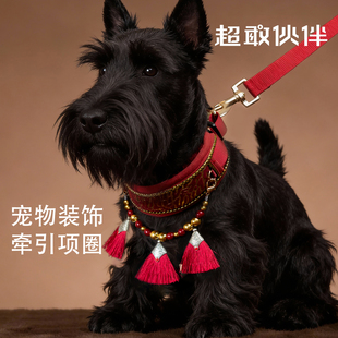 【超敢伙伴】红色福韵马年限定宠物项圈红流苏装饰中小幼型犬适用