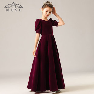 新儿童高端礼服春中袖显瘦钢琴表演礼服女童管弦声乐团朗诵演出服