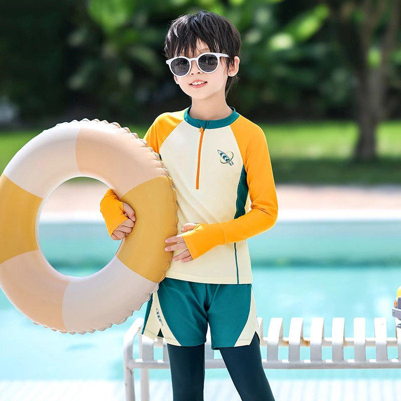 英国Next Kiss儿童泳衣男童两件式长袖长裤泳装大童防晒速干 干游