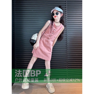 奥莱法国BADNUT女童裙子夏季2026新款儿童连衣裙女大童背心牛仔裙