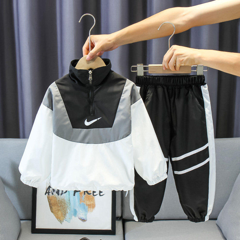 韩国男童套装春秋装2025新款儿童帅洋气冲锋衣运动两件套外出服潮