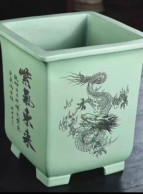 花盆大号高筒四方兰花盆榕树老桩盆栽悬崖造景盆景盆