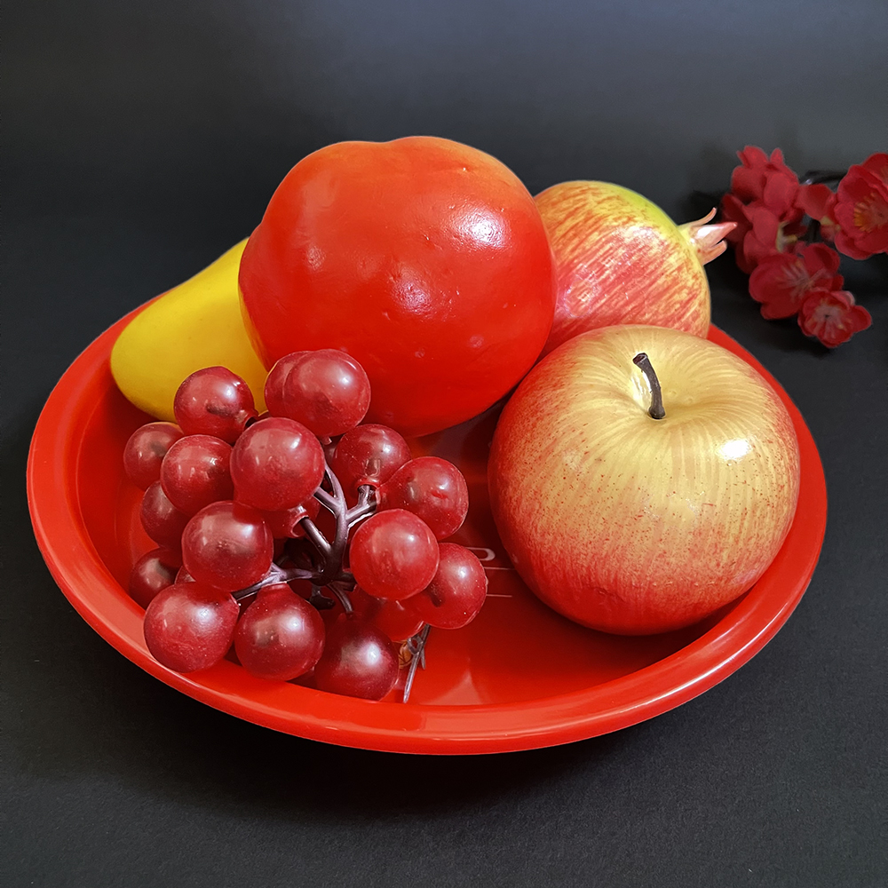 塑料中式吉祥如意红盘便宜摔不烂