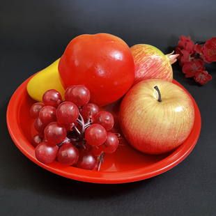 结婚塑料圆形红盘子拜拜乔迁结婚用敬酒大茶盘喜庆托盘红色水果盘