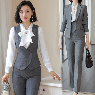 浅灰色修身风美容院工作服马夹