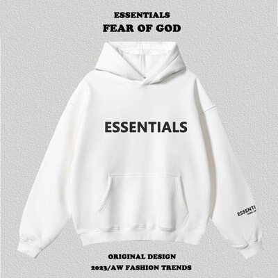 欧美高街essential胸前字母连帽卫衣男女fog潮牌情侣宽松加绒帽衫