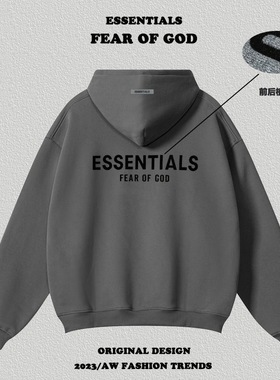 重磅FOG潮牌ESSENTIAL秋冬字母植绒高街男女连帽套头宽松加绒卫衣