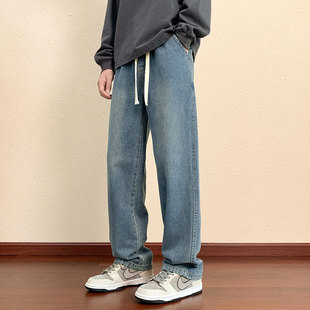 男士 男青年潮牌百搭直筒裤 2025年爆款 高街阔腿长裤 美式 春夏牛仔裤