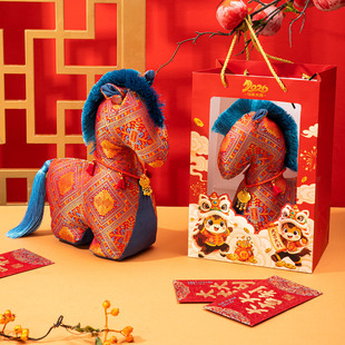 新年礼物马年吉祥物生肖马毛绒玩具富贵布艺马挂件新年居家摆件