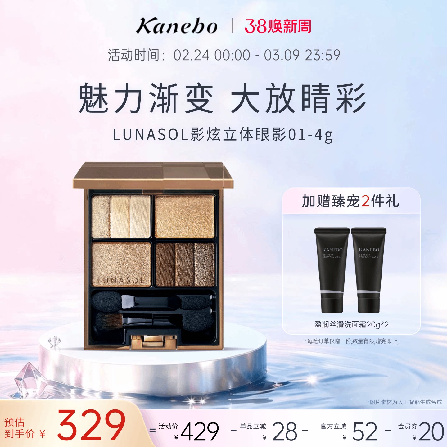 【38现货】LUNASOL日月晶采影炫立体眼影珠光盘不晕染彩妆盘