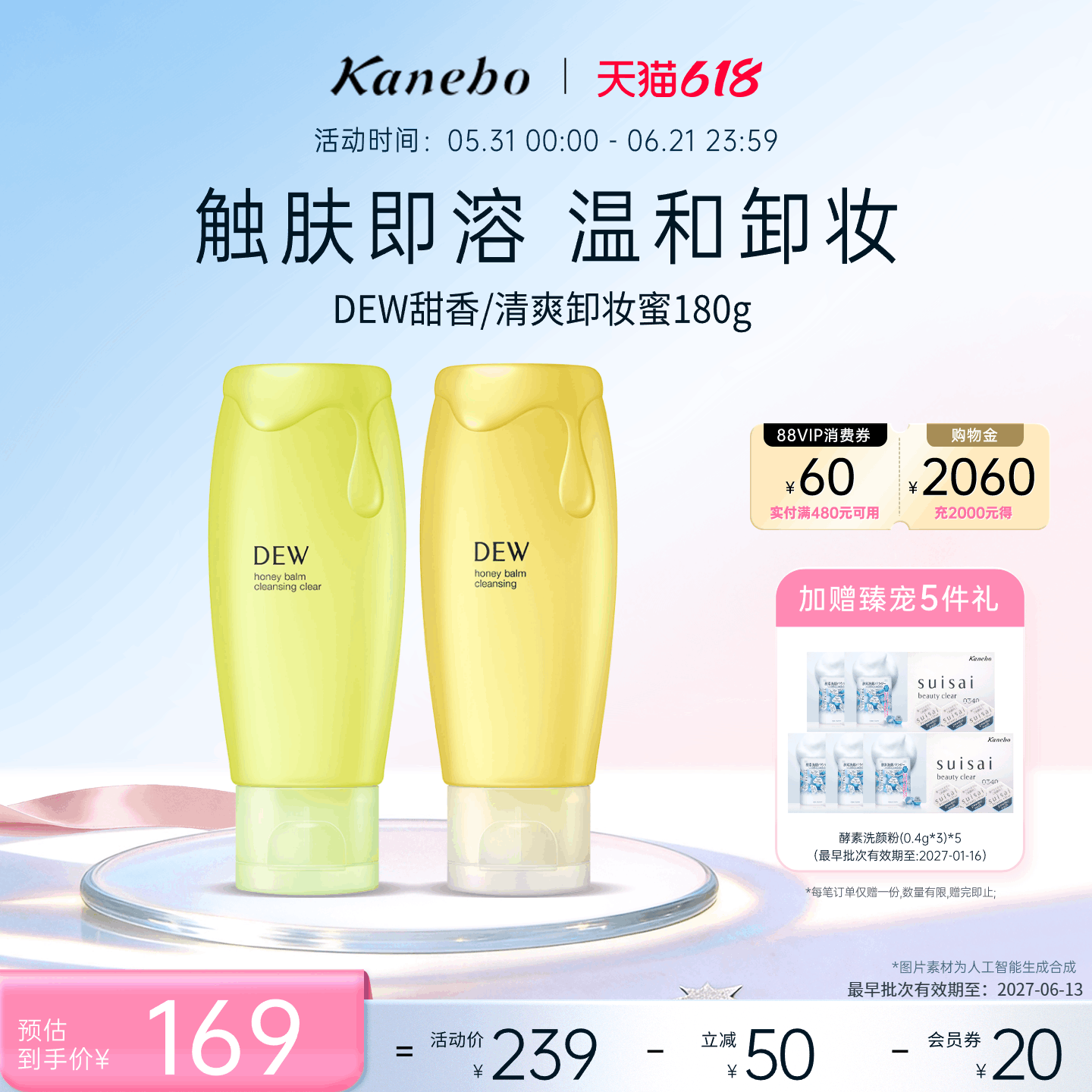 Kanebo嘉娜宝朵雾甜香/清爽卸妆蜜清洁面部温和卸妆女官方