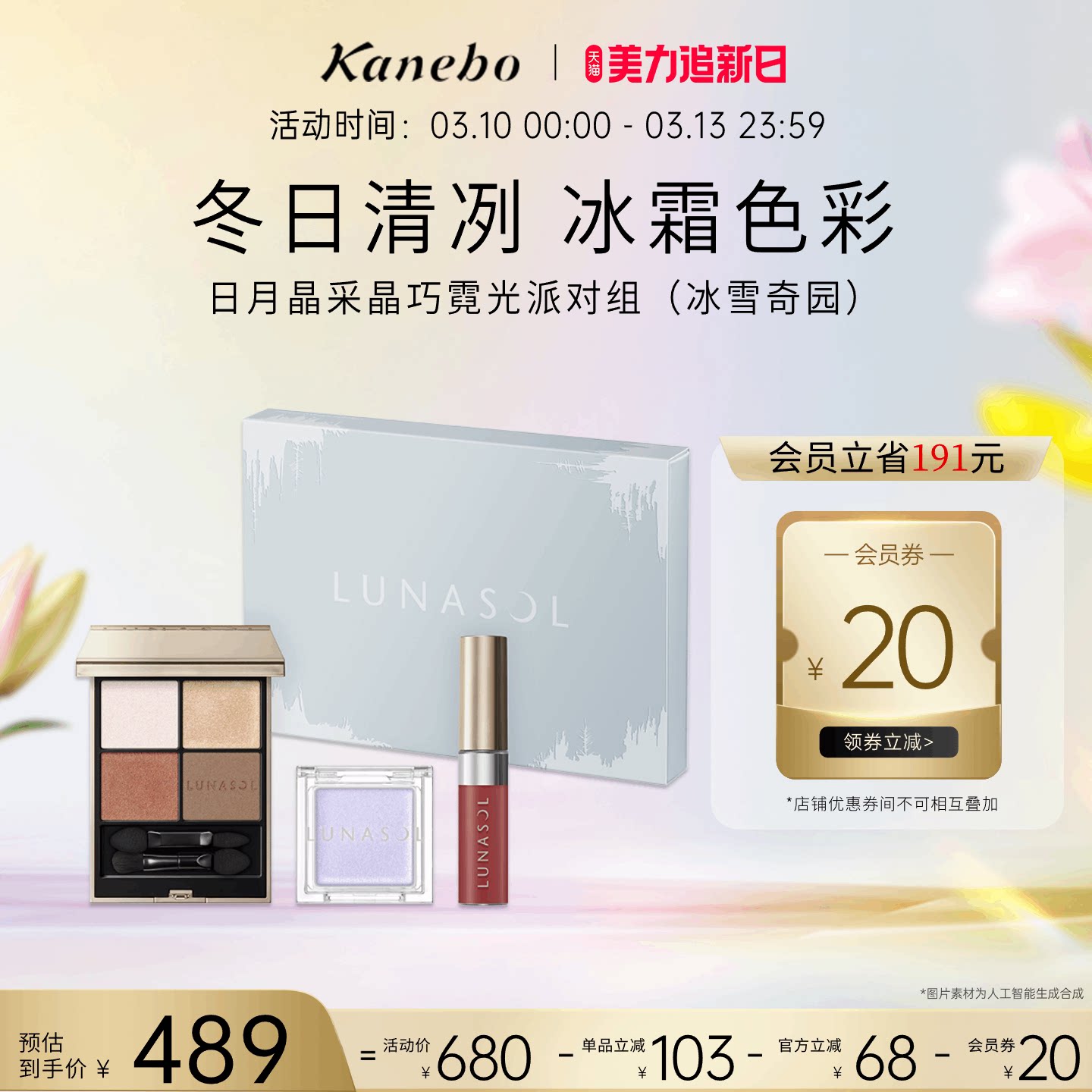 Kanebo嘉娜宝日月晶采晶巧霓光派对套组持久妆效眼影唇釉高光