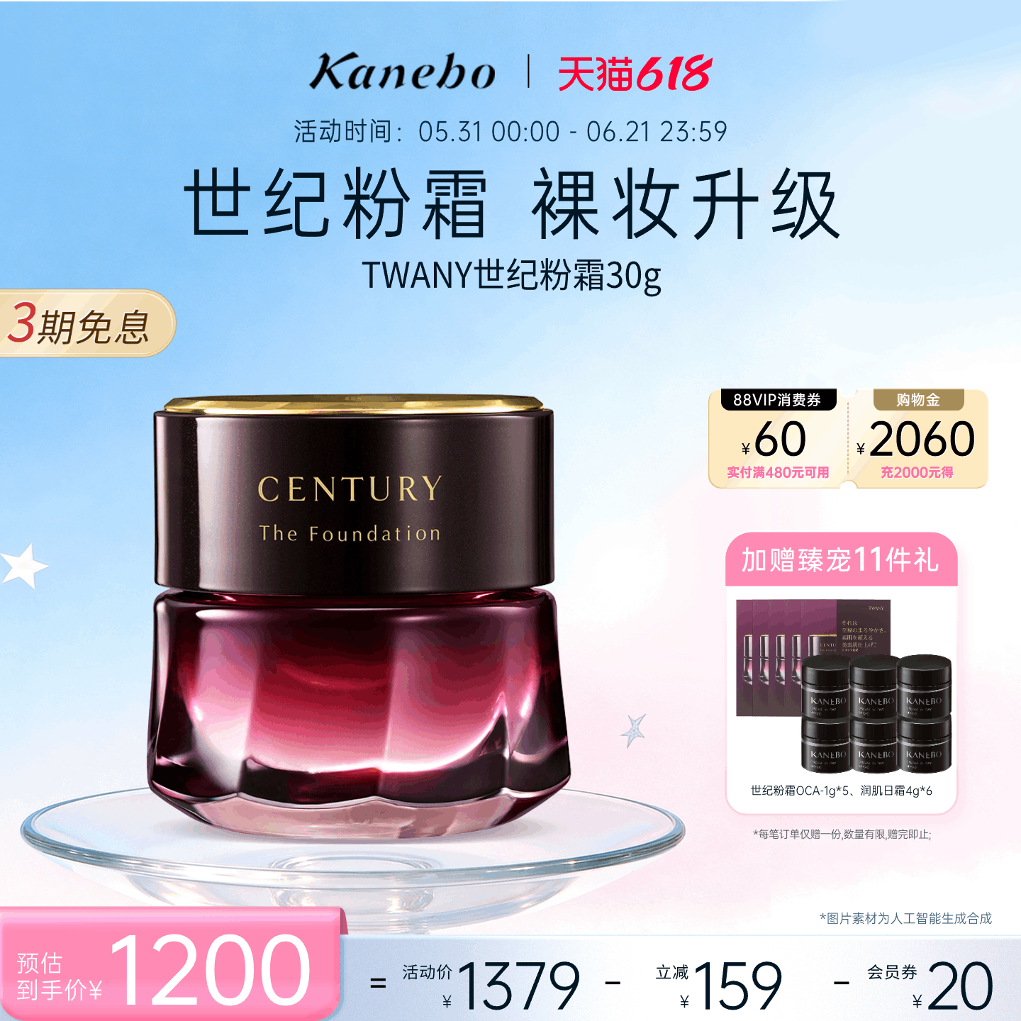 【618狂欢节】Kanebo嘉娜宝粉霜TWANY世纪粉底霜干皮养肤遮瑕30g
