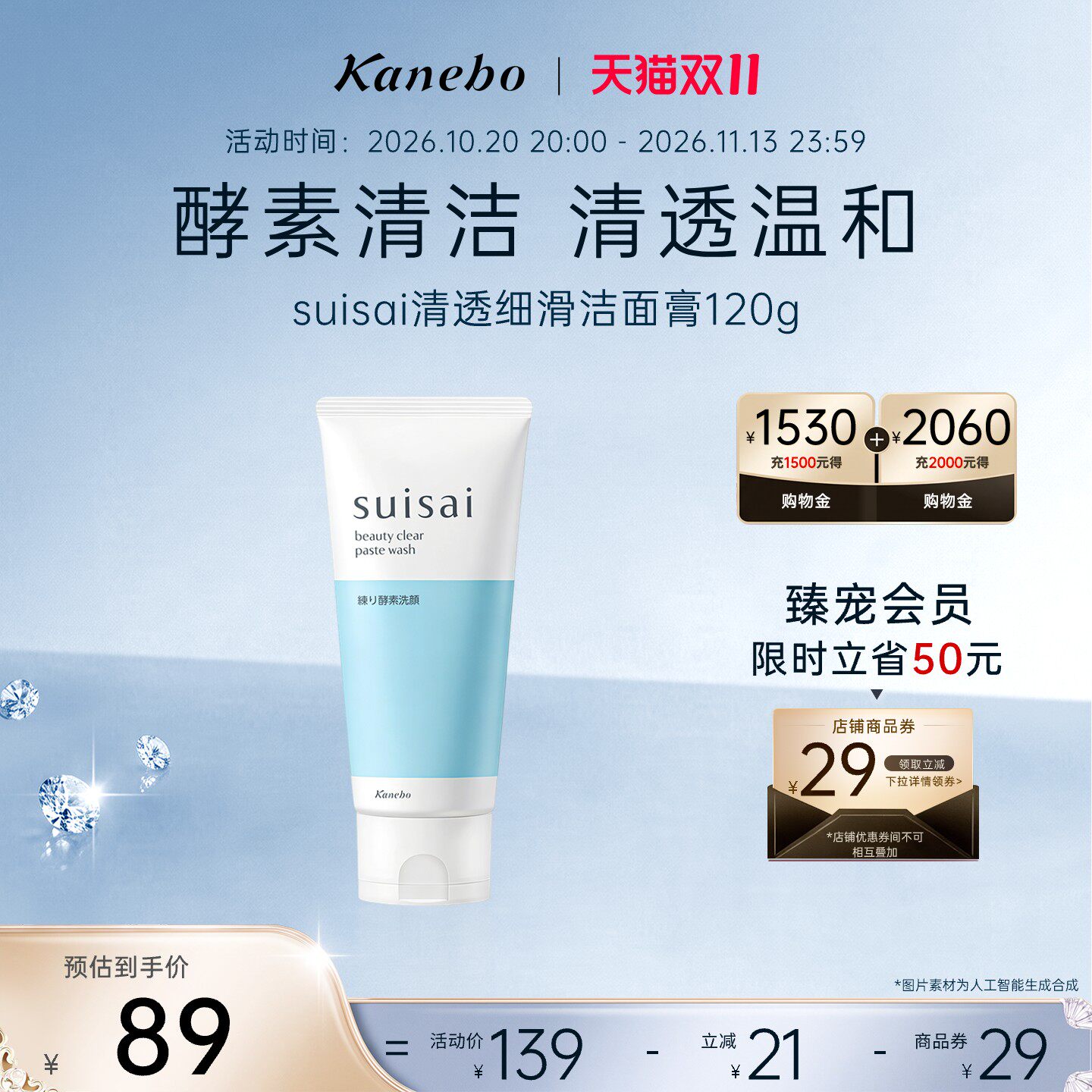 佳丽宝suisai清透细滑洗颜膏