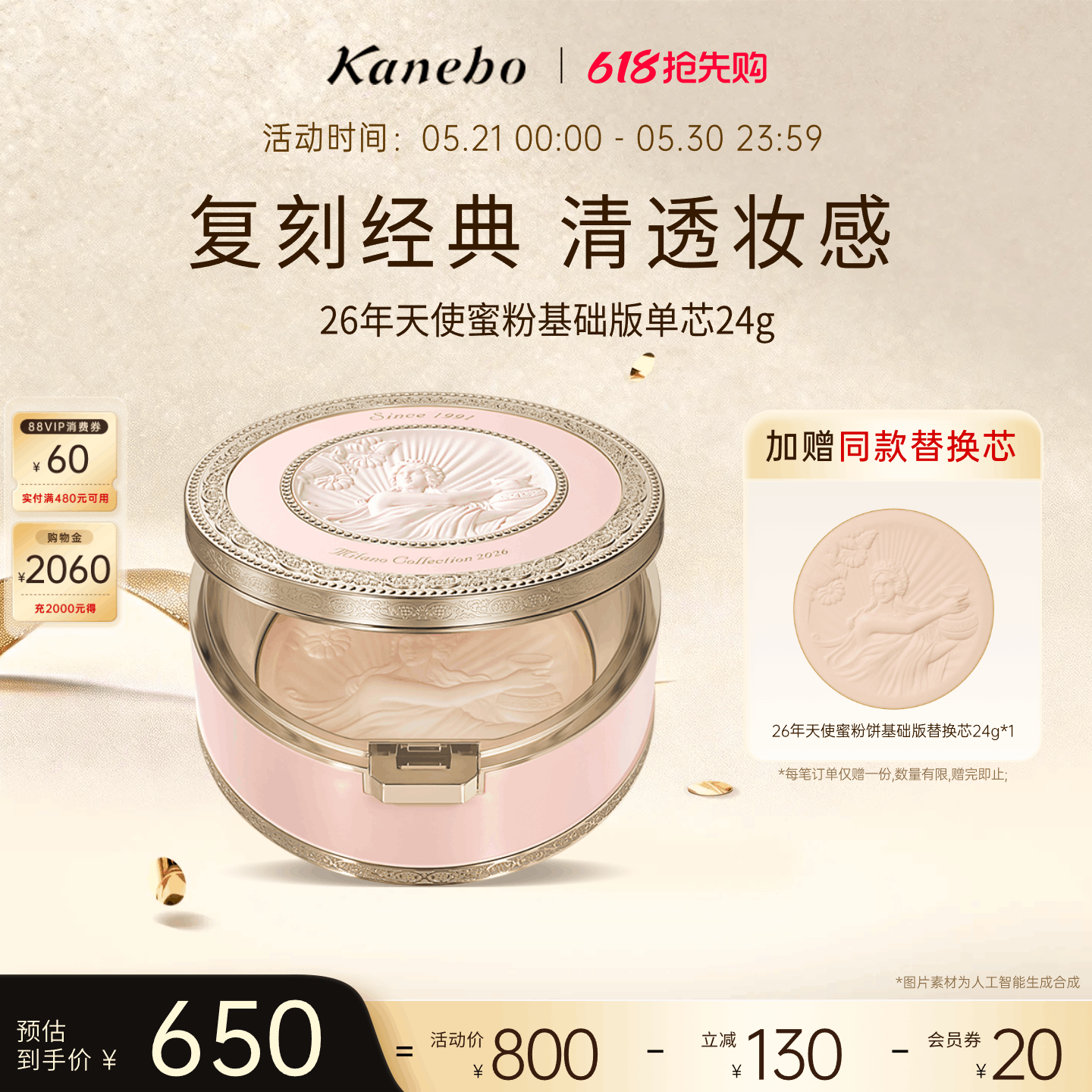 Kanebo佳丽宝嘉娜宝天使蜜粉饼持妆2026年基础版24g