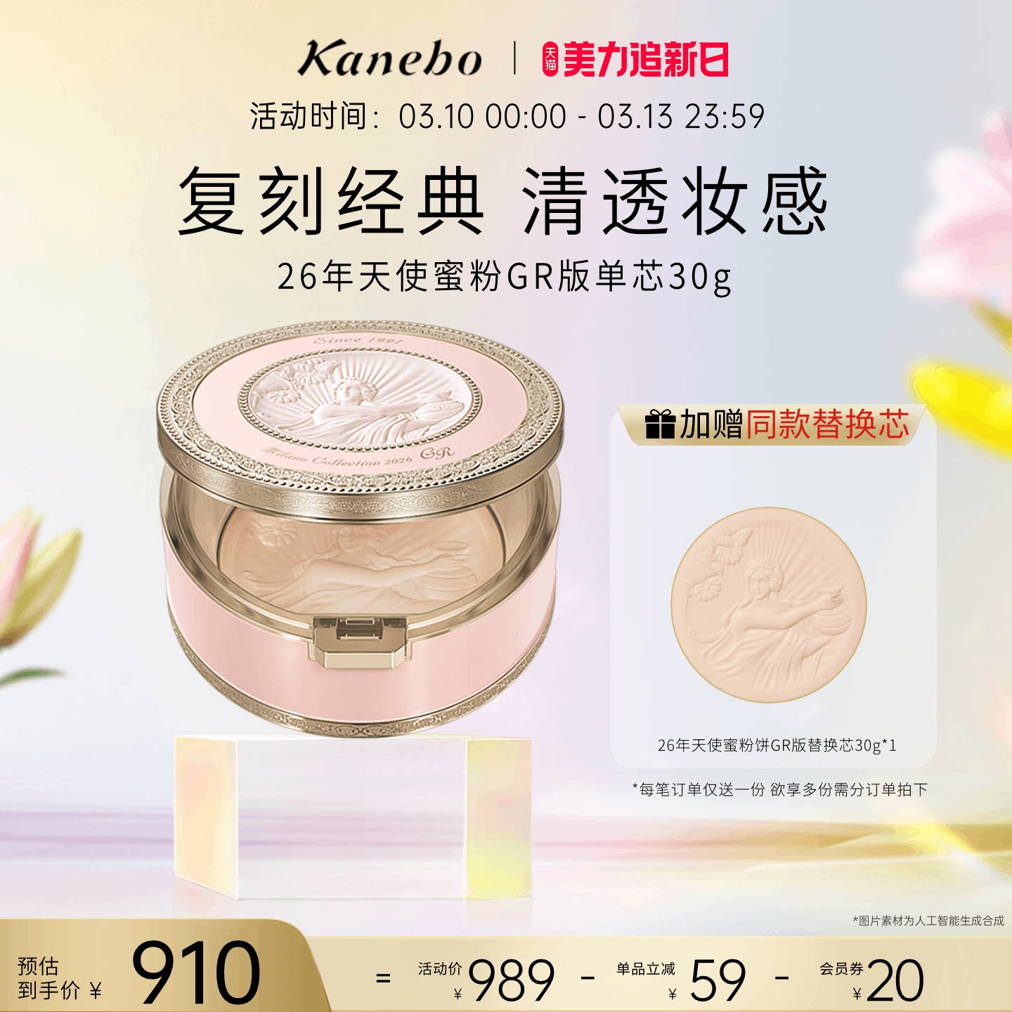 Kanebo佳丽宝嘉娜宝天使蜜粉饼2026年GR版单芯30g