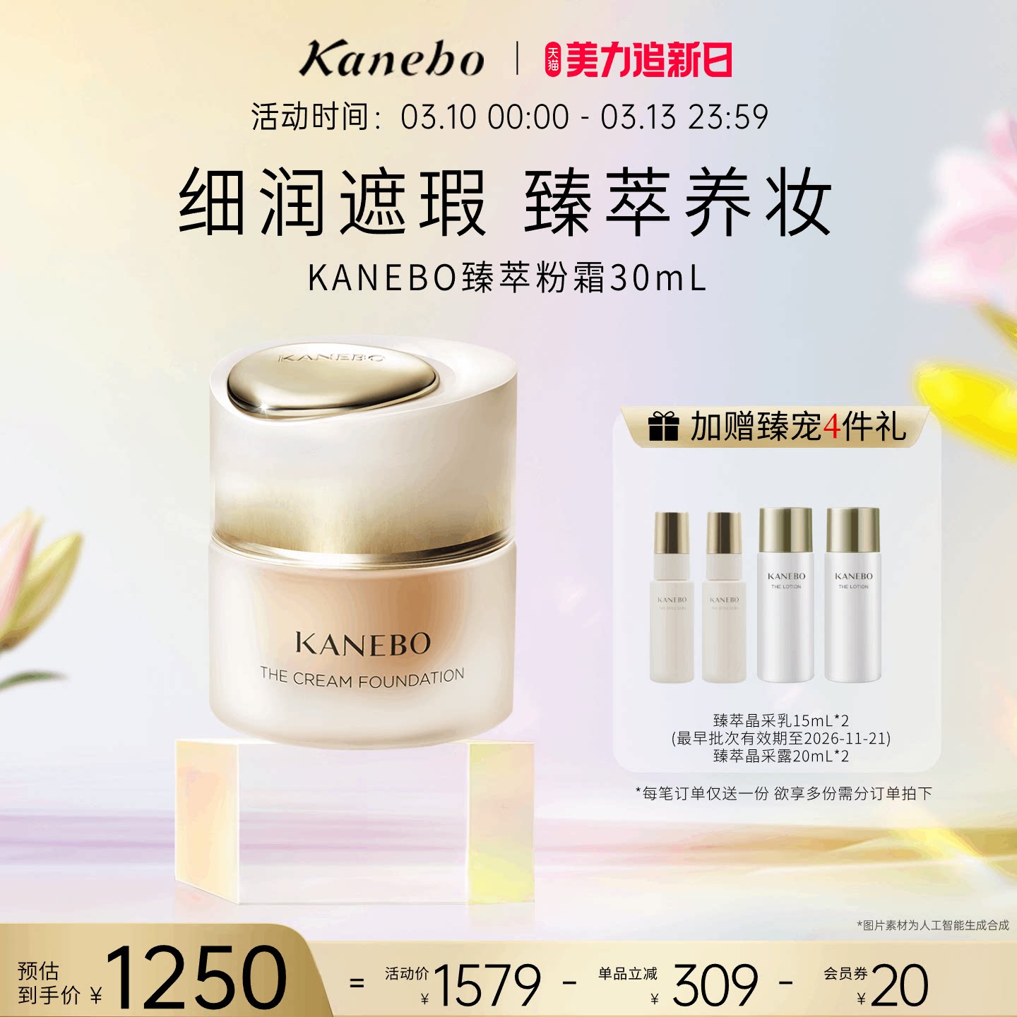 Kanebo嘉娜宝粉霜臻萃粉底霜贵妇养肤粉底液控油持妆遮瑕自然妆效