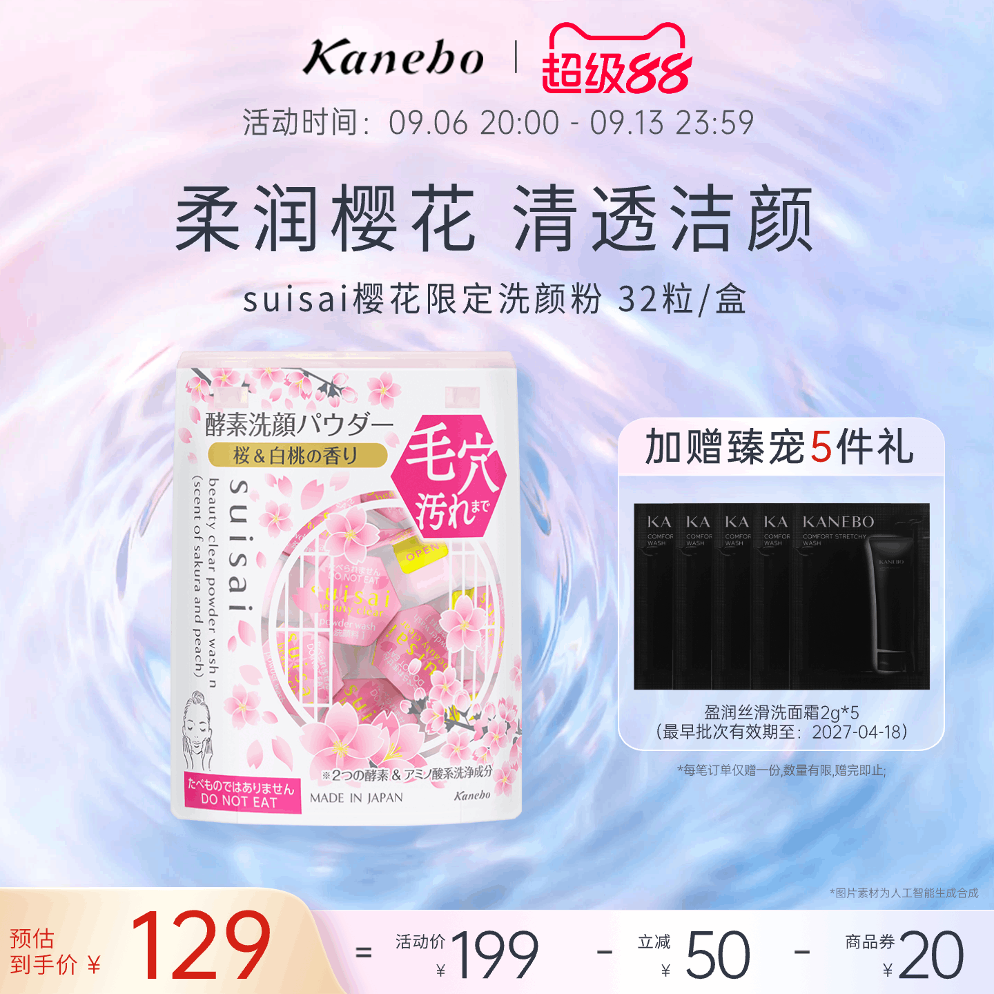 Kanebo嘉娜宝suisai洗颜粉酵素樱花限定版深层清洁去黑头洁颜粉图片