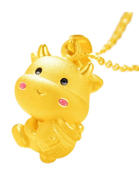 沙金福袋牛气冲天项链礼物吊坠