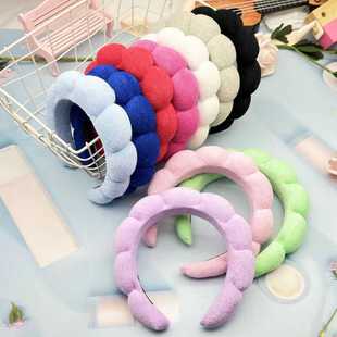 欧美毛巾布高炉顶洗脸化妆束发箍麻花云朵海绵头箍发饰头饰品女