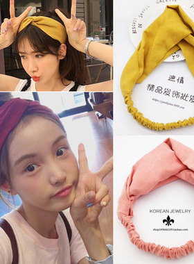 新款韩版发饰头饰品复古色麂皮绒布纯色交叉布艺发带头带发卡发箍