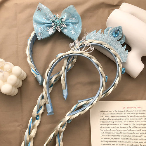 公主冰雪奇缘儿童皇冠网纱假发