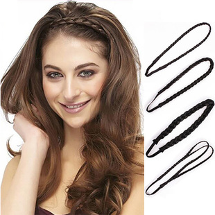 欧美饰品弹力皮筋麻花编织打结双层时尚辫子假发发带头带发饰头饰