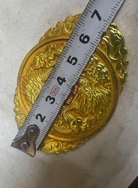 2026复古纯铜鎏金朱砂新龙开运令牌 许愿牌仿古做旧老物件 黄铜工