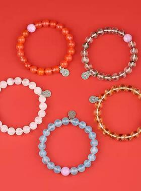 2026五行缺补喜用金水手錬男女款天然水晶福牌手串平衡能量饰品