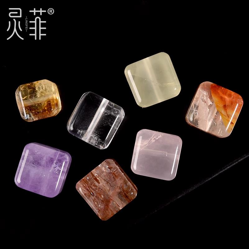 2025天然黑金超黄塔晶方糖散珠子白紫黄水晶粉晶魔方手串配珠手链
