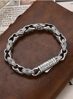 2026翔栩唐草纹手链男时尚朋克复古镶石霸气男生手饰生日礼物厂家