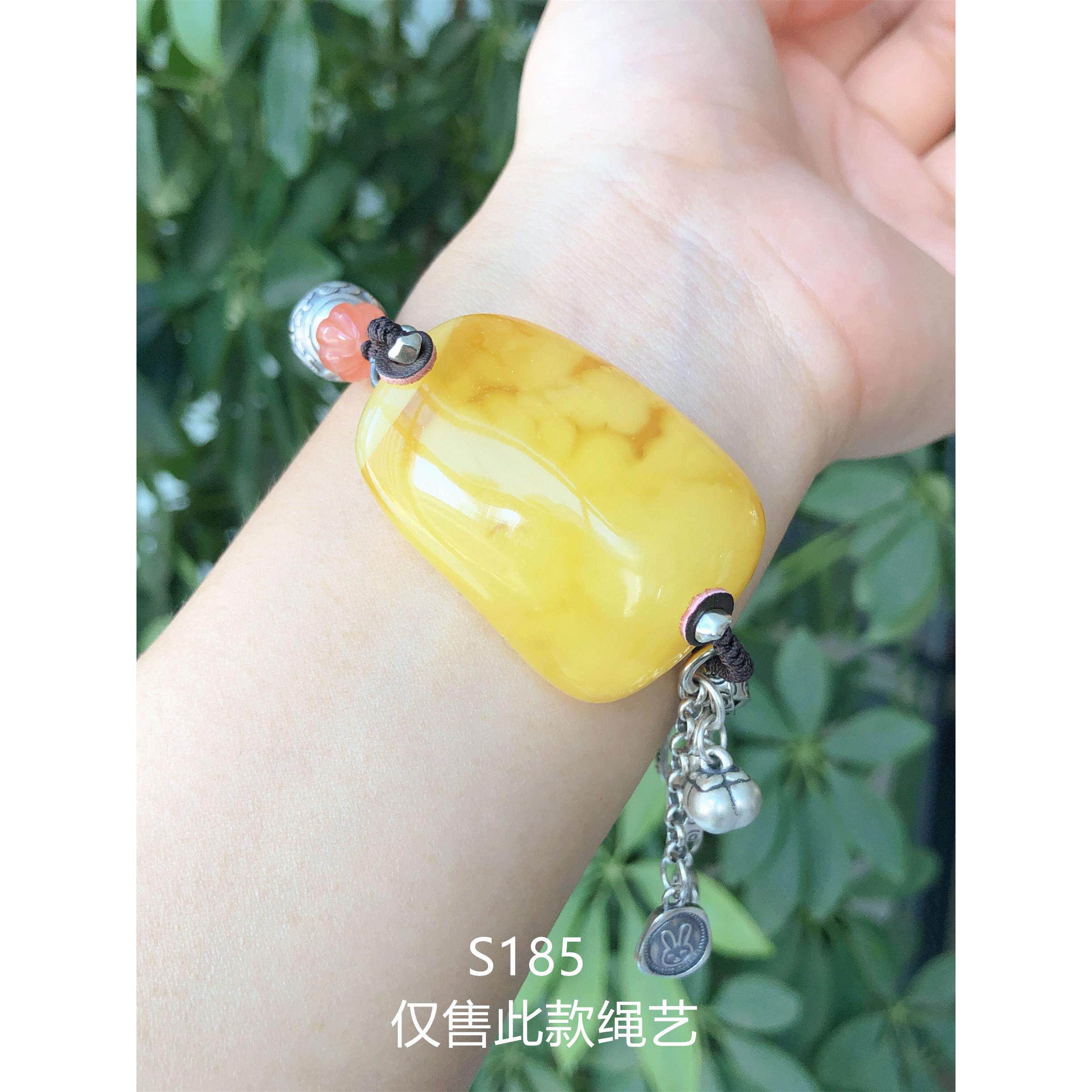 2026二姐家珠宝定制波罗的海琥珀蜜蜡原石手工绳艺藏式银女手牌手
