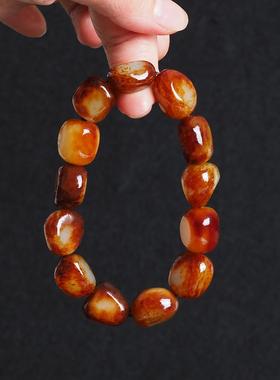 2026新疆和田玉籽料原石手链吊坠散珠红皮白肉红沁手串男女款情侣