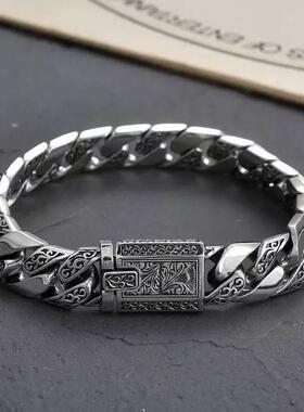 2026翔栩文艺范高级感精工唐草纹朋克手链个性男士复古欧美风嘻哈