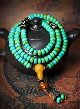 2026绿松石手镯108藏佛珠项炼持久的眼睛汽车吊坠文化玩具配件毛