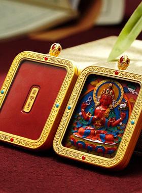 2026年朱砂唐卡守护神吊坠手绘唐卡扎基拉母黄财前世今生九尾狐