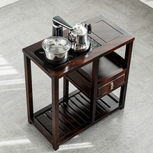茶水柜茶桌边柜檀木色电茶炉支架可移动小多功能茶台茶盘收纳简约