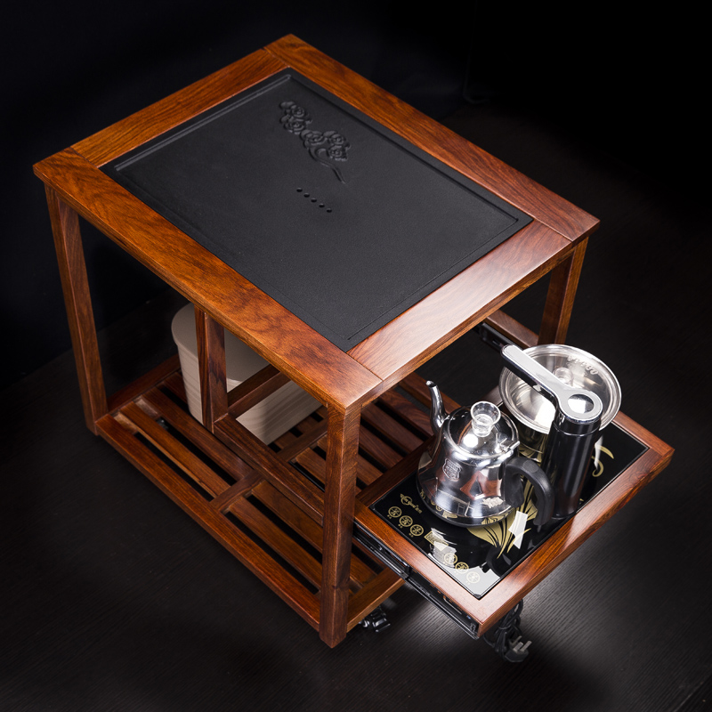 花梨木茶车可移动实木小茶桌功夫茶具茶盘泡茶台小号茶水柜家用