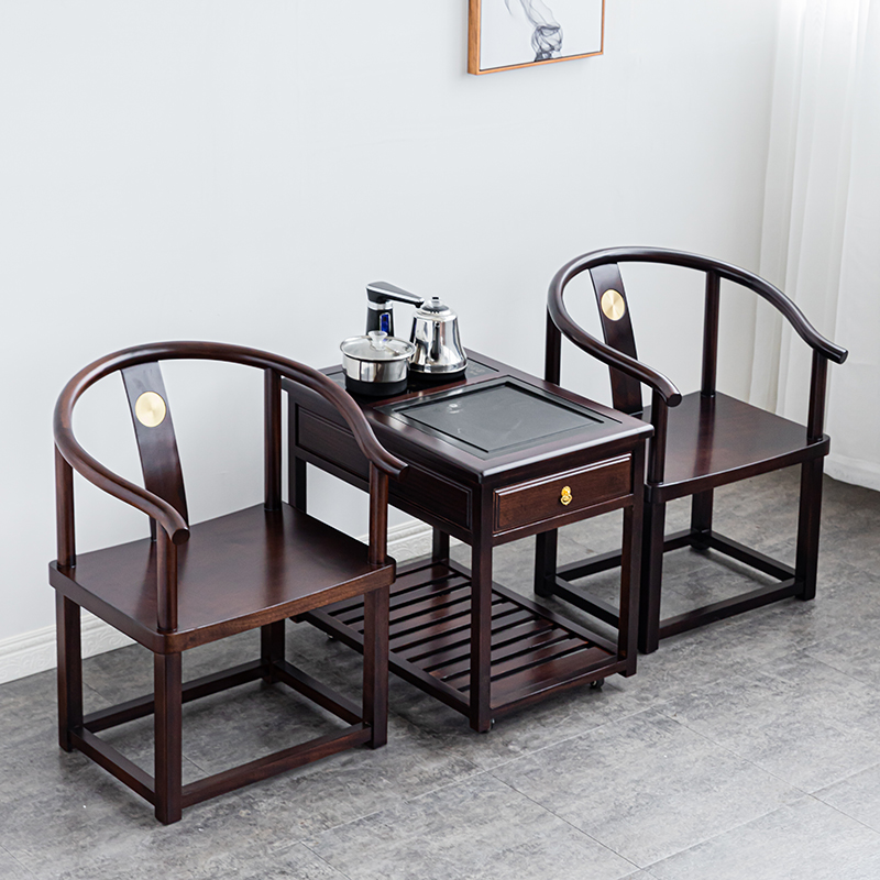 太师椅茶台原木榫卯新中式乌檀木