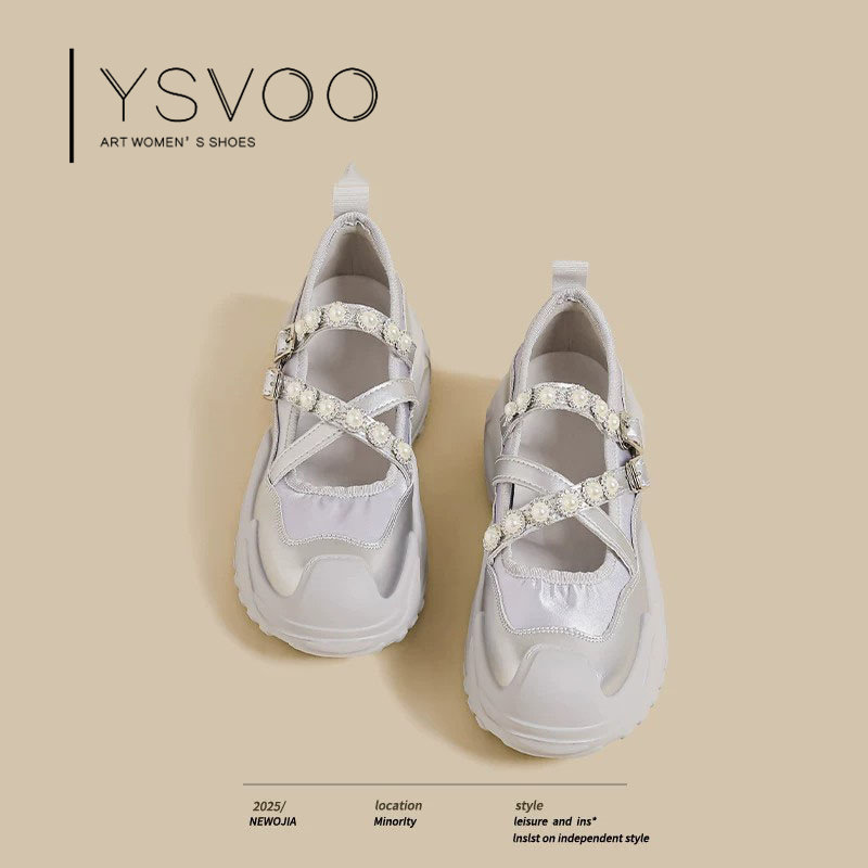 YSVOO【素影星辰】法式女鞋2026新款芭蕾风珍珠装饰玛丽珍凉鞋