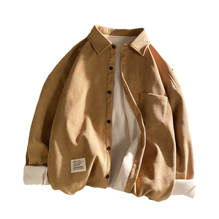 秋冬灯芯绒衬衫男士长袖韩版高级感休闲外套内搭加厚保暖加绒衬衣